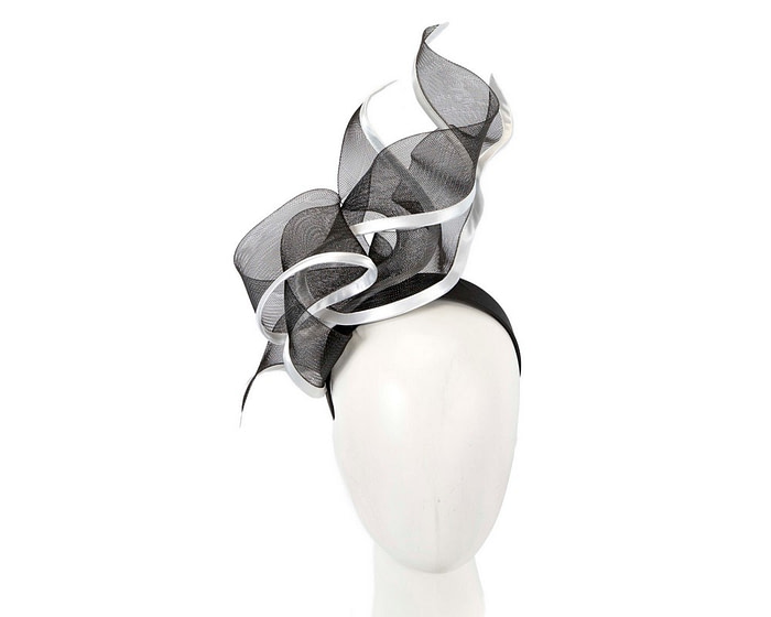 Exclusive tall black & white fascinator by Fillies Collection - Fascinators.com.au