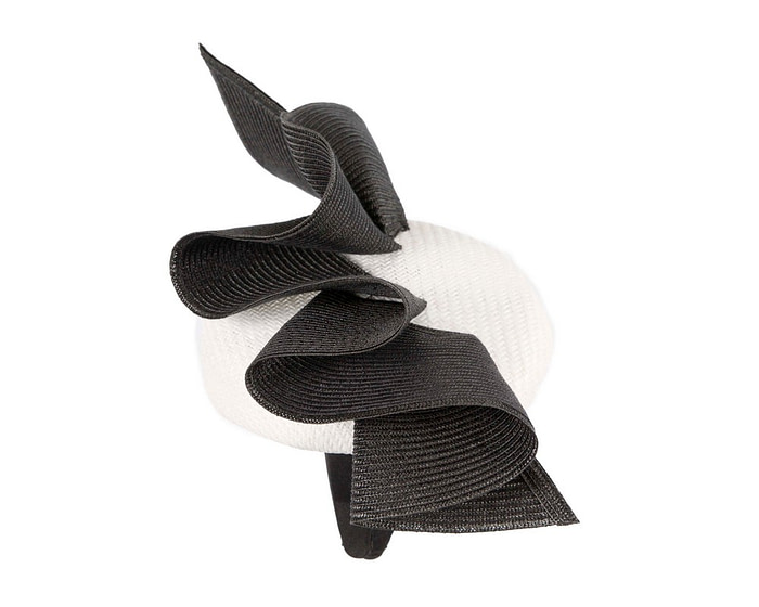 Bespoke white and black pillbox fascinator by Fillies Collection - Fascinators.com.au