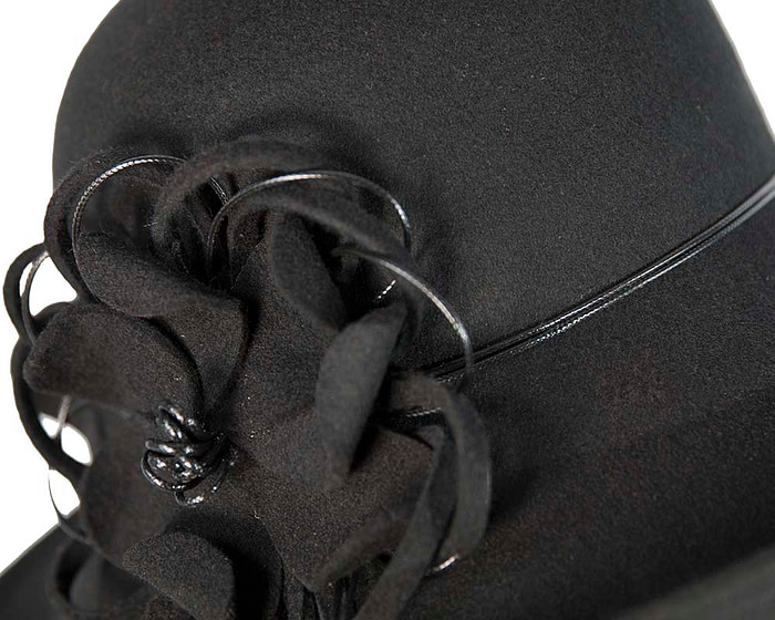 Large black ladies felt hat by Max Alexander - Fascinators.com.au