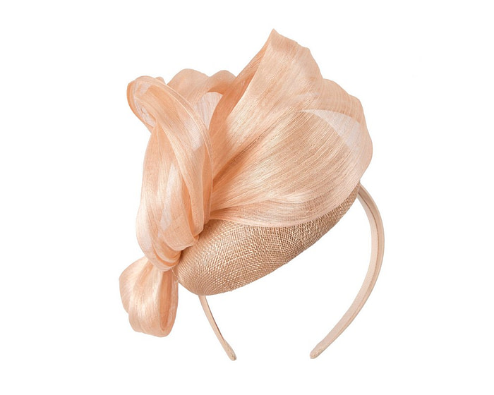 Nude pillbox silk abaca bow by Fillies Collection - Fascinators.com.au