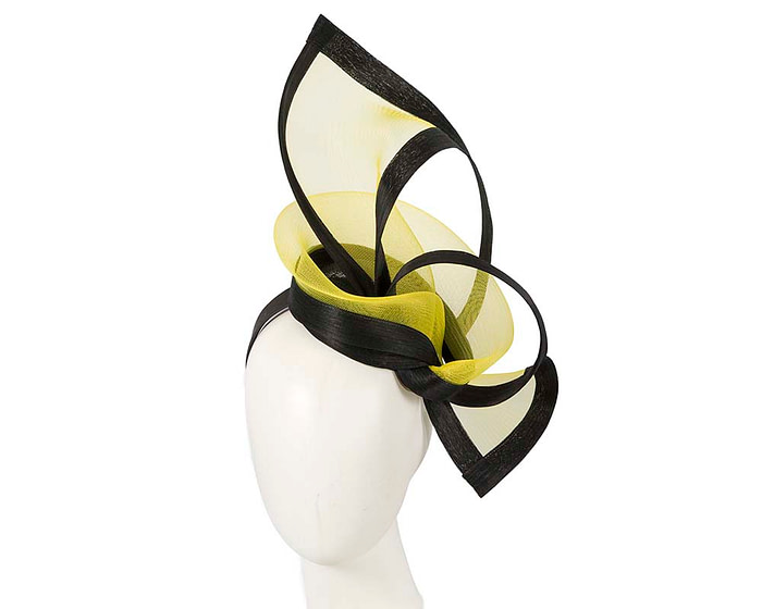 Bespoke black and yellow fascinator by Fillies Collection - Fascinators.com.au