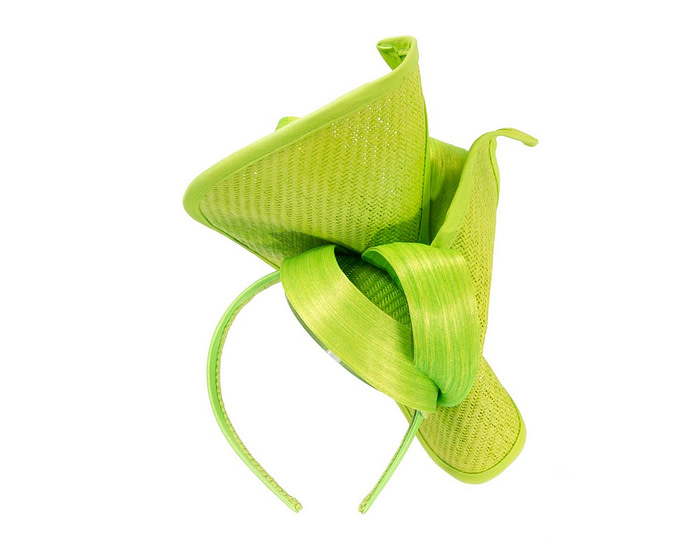 Lime green designers racing fascinator with bow by Fillies Collection - Fascinators.com.au