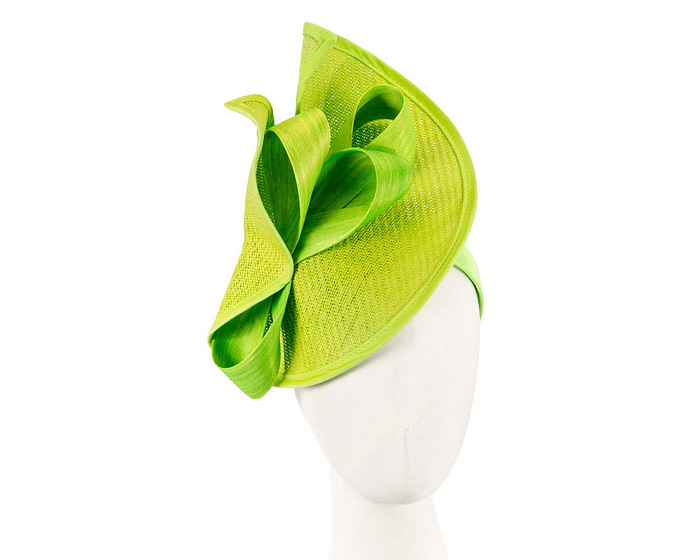 Lime green designers racing fascinator with bow by Fillies Collection - Fascinators.com.au