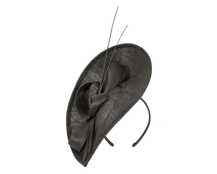 Black fascinator with bow and feathers - Fascinators.com.au