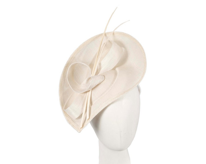 Cream fascinator with bow and feathers - Fascinators.com.au