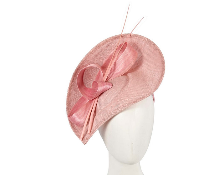 Pink fascinator with bow and feathers - Fascinators.com.au