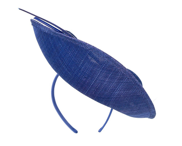 Royal blue fascinator with bow and feathers - Fascinators.com.au