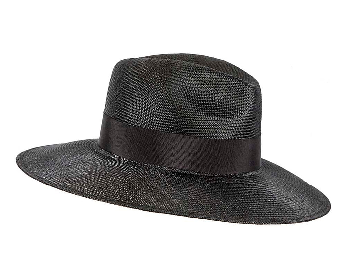 Black wide brim ladies fedora hat by Max Alexander - Fascinators.com.au
