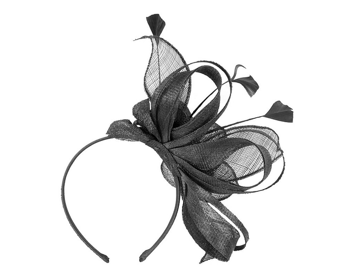 Black sinamay flower headband by Max Alexander - Fascinators.com.au