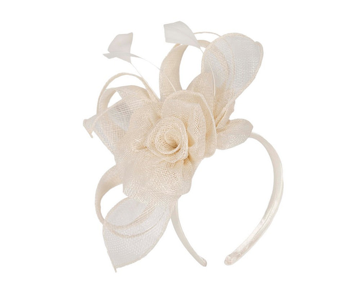 Cream sinamay flower headband by Max Alexander - Fascinators.com.au