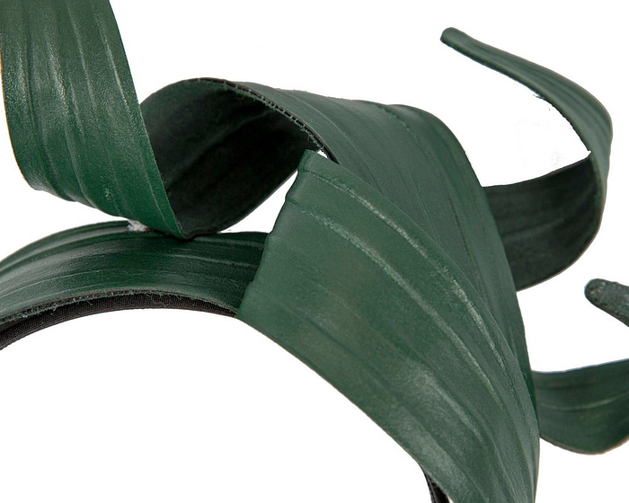 Dark green PU leather leaves fascinator by Max Alexander - Fascinators.com.au