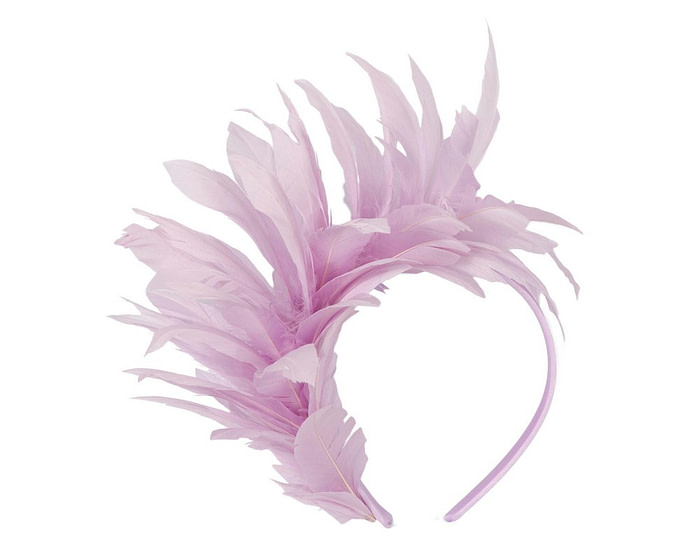 Lilac feather fascinator headband by Max Alexander - Fascinators.com.au