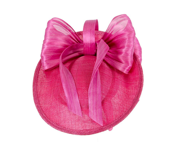 Fuchsia plate fascinator with bow by Fillies Collection - Fascinators.com.au