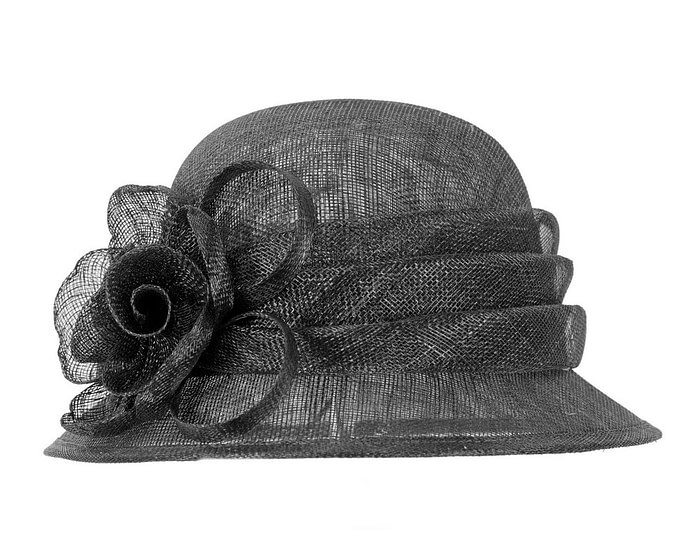 Black cloche sinamay hat by Max Alexander - Fascinators.com.au