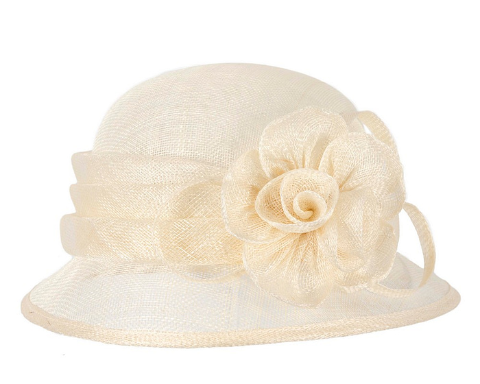 Cream cloche sinamay hat by Max Alexander - Fascinators.com.au