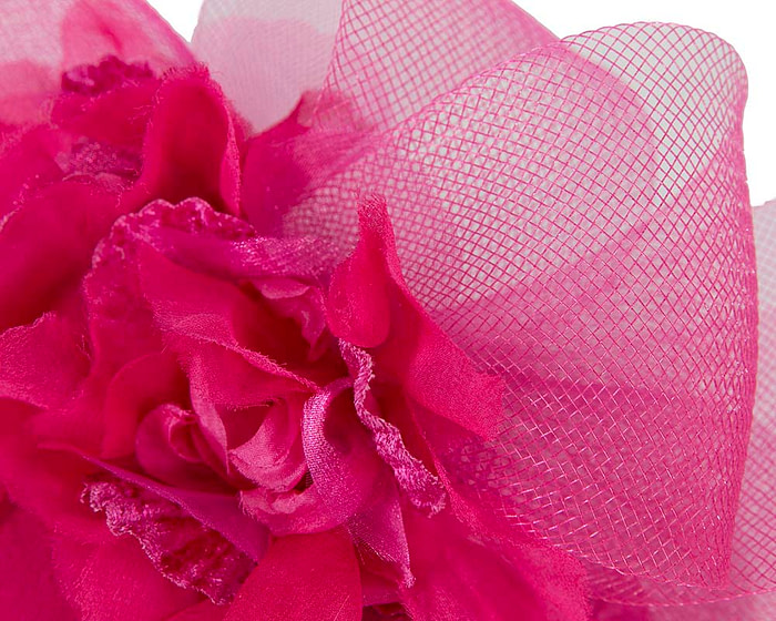 Fuchsia cocktail hat with flowers by Cupids Millinery - Fascinators.com.au