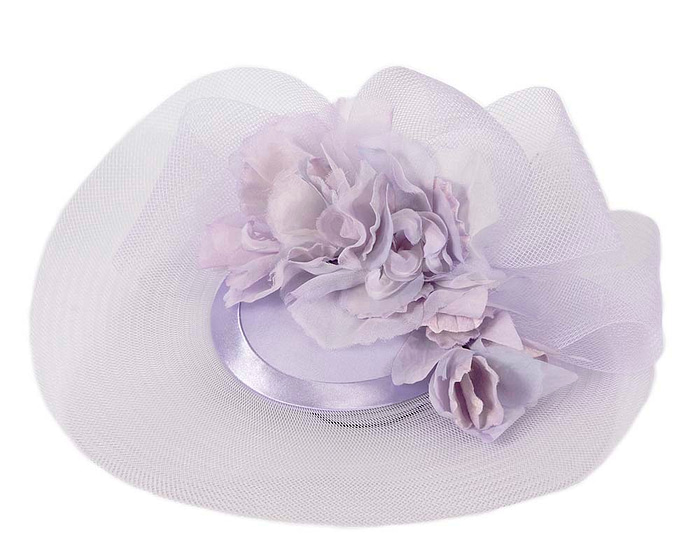Lilac cocktail hat with flowers by Cupids Millinery - Fascinators.com.au