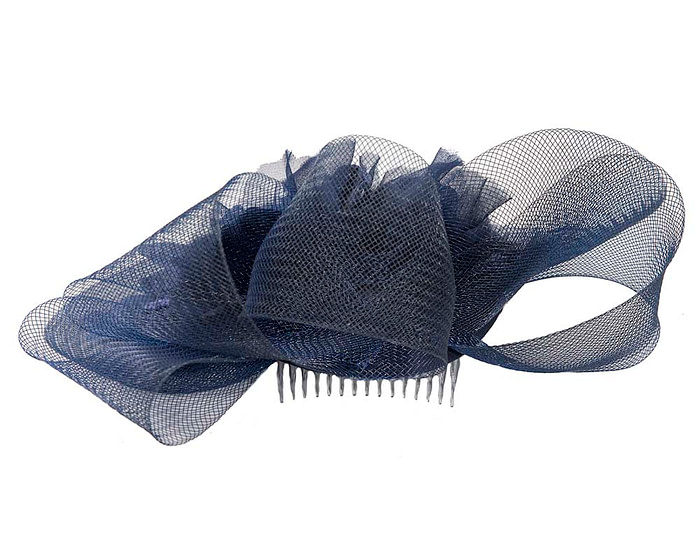 Navy cocktail hat with flowers by Cupids Millinery - Fascinators.com.au