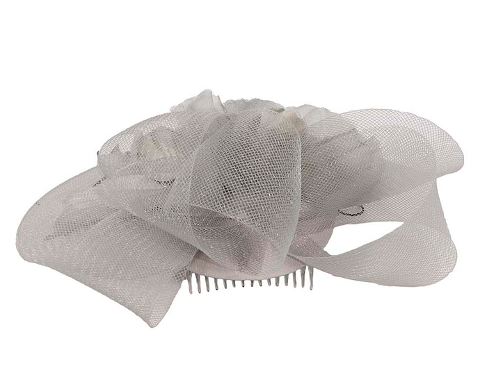 Silver cocktail hat with flowers by Cupids Millinery - Fascinators.com.au