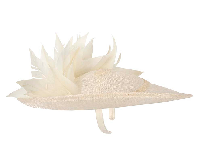 Large cream sinamay hat by Max Alexander - Fascinators.com.au