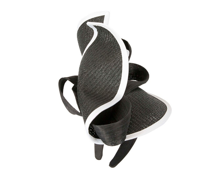 Black & White designers racing fascinator with bow by Fillies Collection - Fascinators.com.au