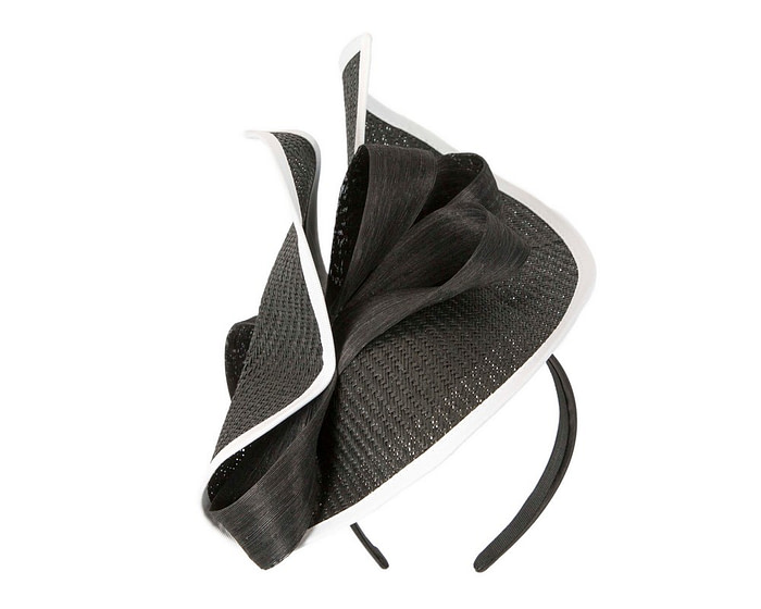 Black & White designers racing fascinator with bow by Fillies Collection - Fascinators.com.au