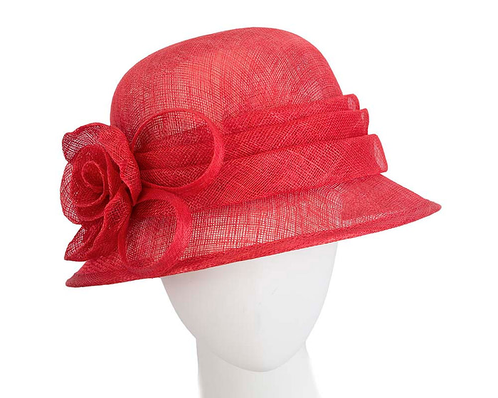 Red cloche sinamay hat by Max Alexander - Fascinators.com.au