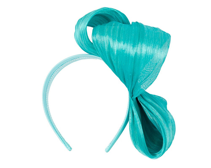 Large turquoise bow racing fascinator by Fillies Collection - Fascinators.com.au