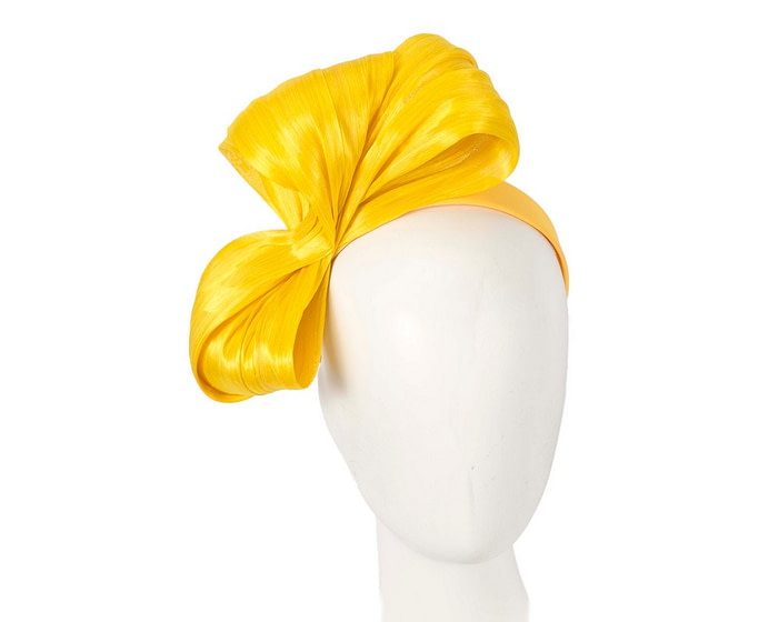 Large yellow bow racing fascinator by Fillies Collection - Fascinators.com.au