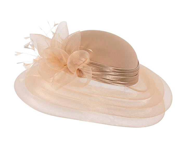 Cashew mother of the bride hat by Cupids Millinery Melbourne - Fascinators.com.au