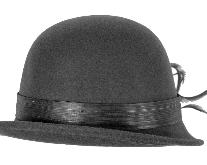 Black cloche winter fashion hat by Fillies Collection - Fascinators.com.au