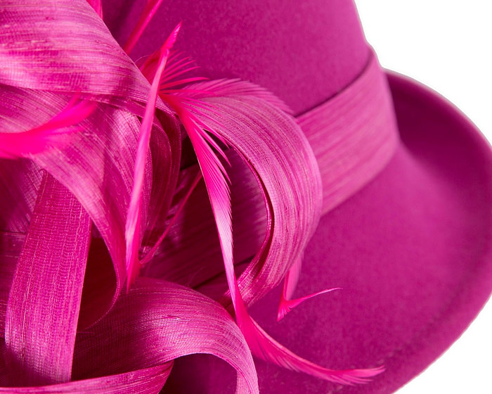 Fuchsia cloche winter fashion hat by Fillies Collection - Fascinators.com.au