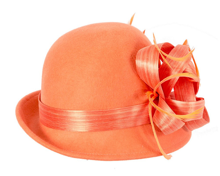 Orange cloche winter fashion hat by Fillies Collection - Fascinators.com.au