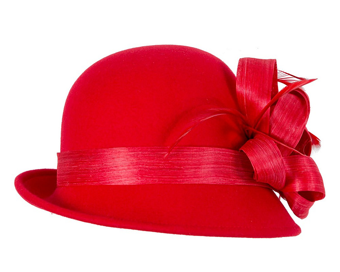 Red cloche winter fashion hat by Fillies Collection - Fascinators.com.au