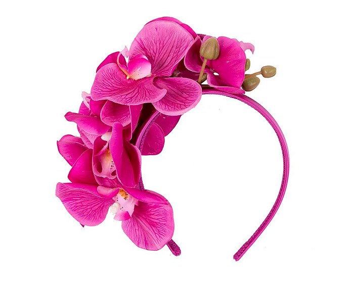 Life-like fuchsia orchid flower headband by Fillies Collection - Fascinators.com.au