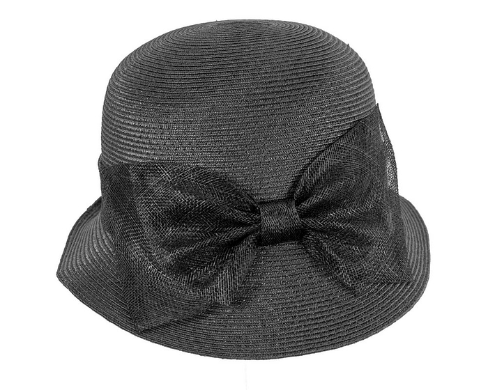 Black cloche hat with bow by Max Alexander - Fascinators.com.au