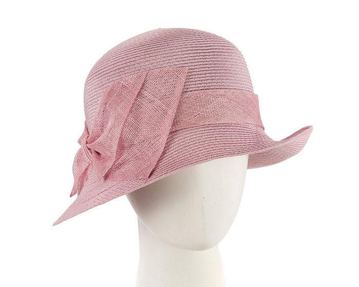Dusty pink cloche hat with bow by Max Alexander - Fascinators.com.au
