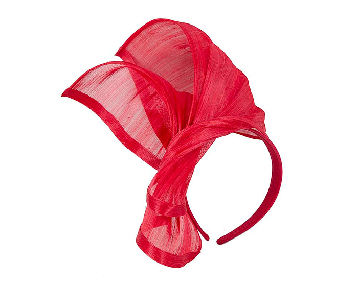 Twisted red silk abaca fascinator by Fillies Collection - Fascinators.com.au