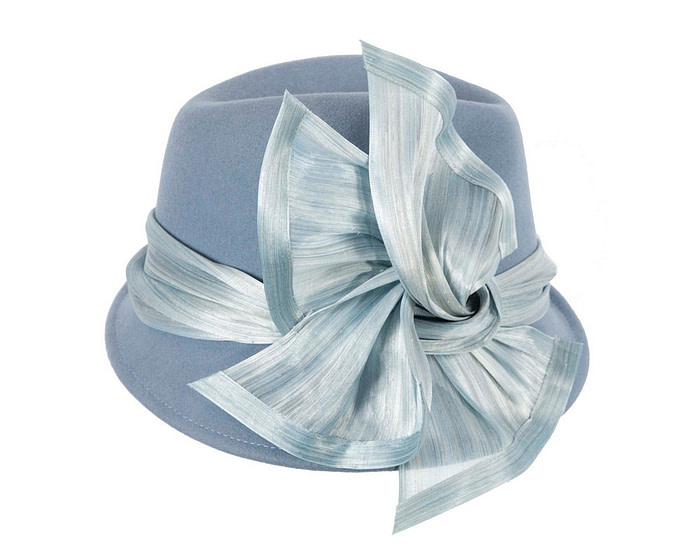 Fashion light blue ladies winter felt fedora hat by Fillies Collection - Fascinators.com.au