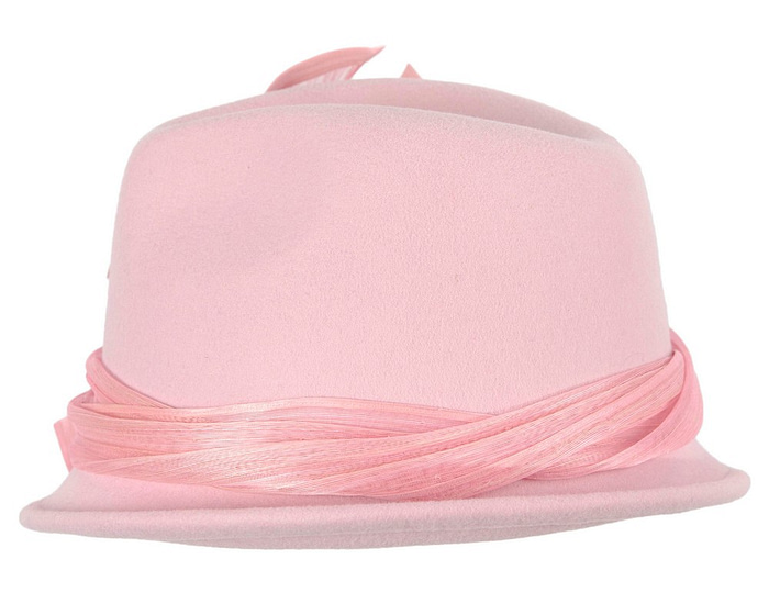 Fashion pink ladies winter felt fedora hat by Fillies Collection - Fascinators.com.au