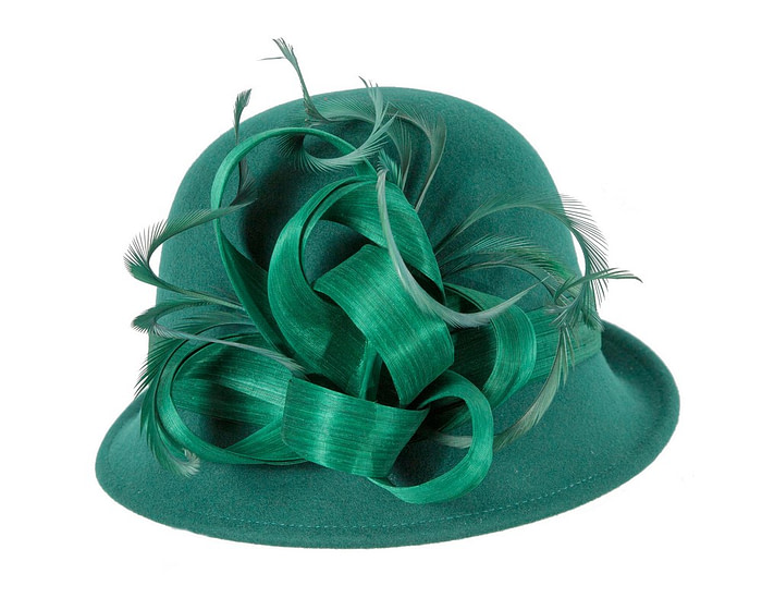 Green cloche winter fashion hat by Fillies Collection - Fascinators.com.au