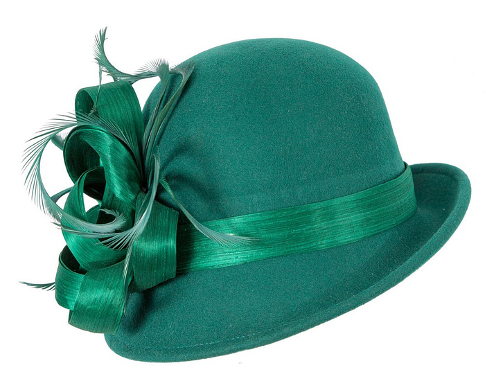 Green cloche winter fashion hat by Fillies Collection - Fascinators.com.au