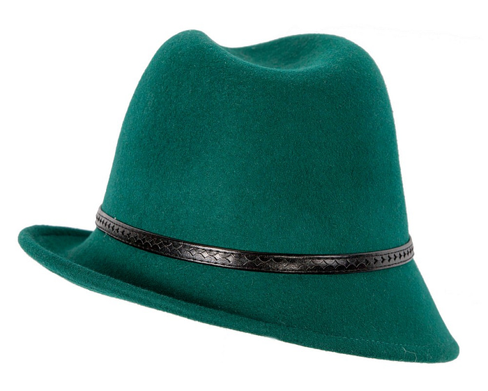 Green ladies winter felt fedora hat by Max Alexander - Fascinators.com.au