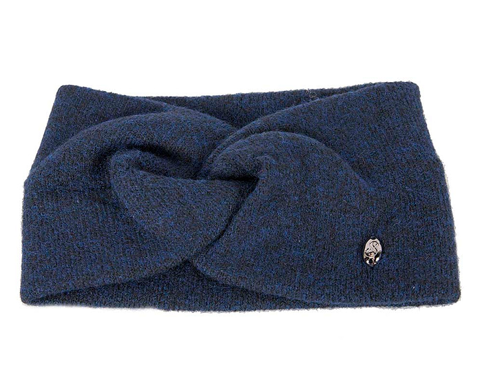 Navy European made woolen headband headscarf - Fascinators.com.au