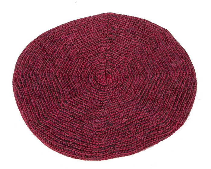 Classic warm crocheted burgundy wool beret. Made in Europe - Fascinators.com.au
