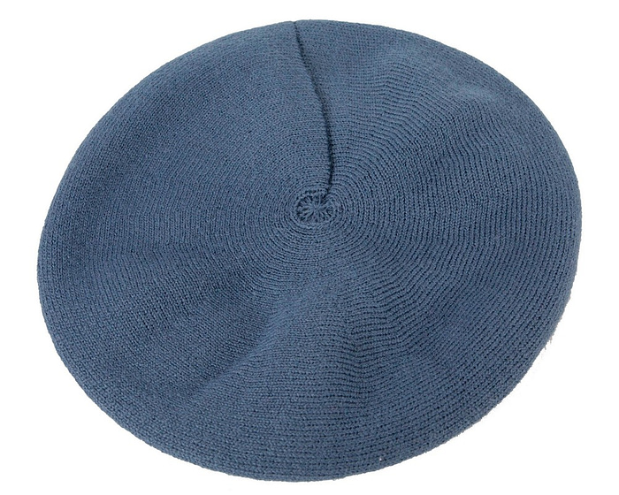 Classic warm denim blue wool beret. Made in Europe - Fascinators.com.au