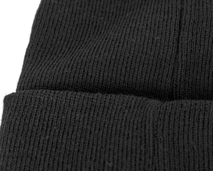 Woolen black beanie ski hat - Fascinators.com.au