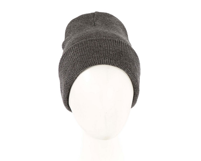 Woolen dark grey beanie ski hat - Fascinators.com.au