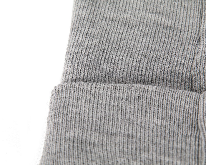 Woolen light grey beanie ski hat - Fascinators.com.au
