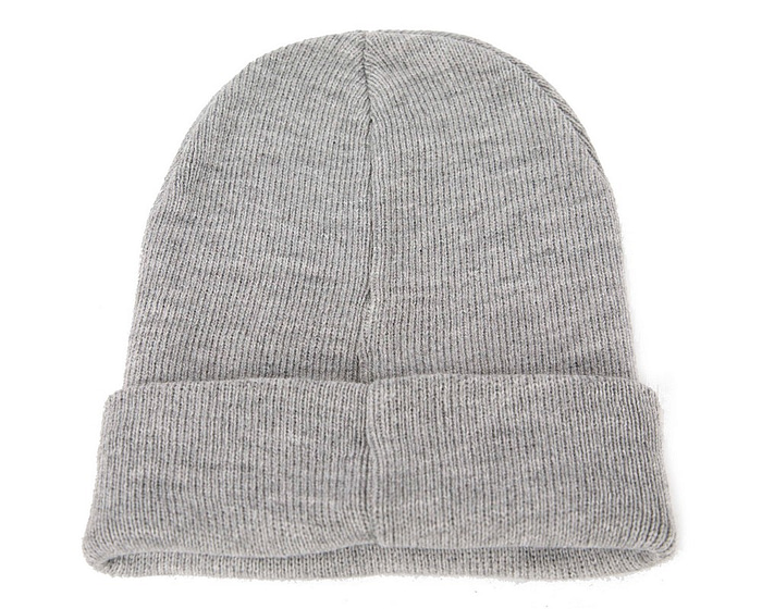 Woolen light grey beanie ski hat - Fascinators.com.au